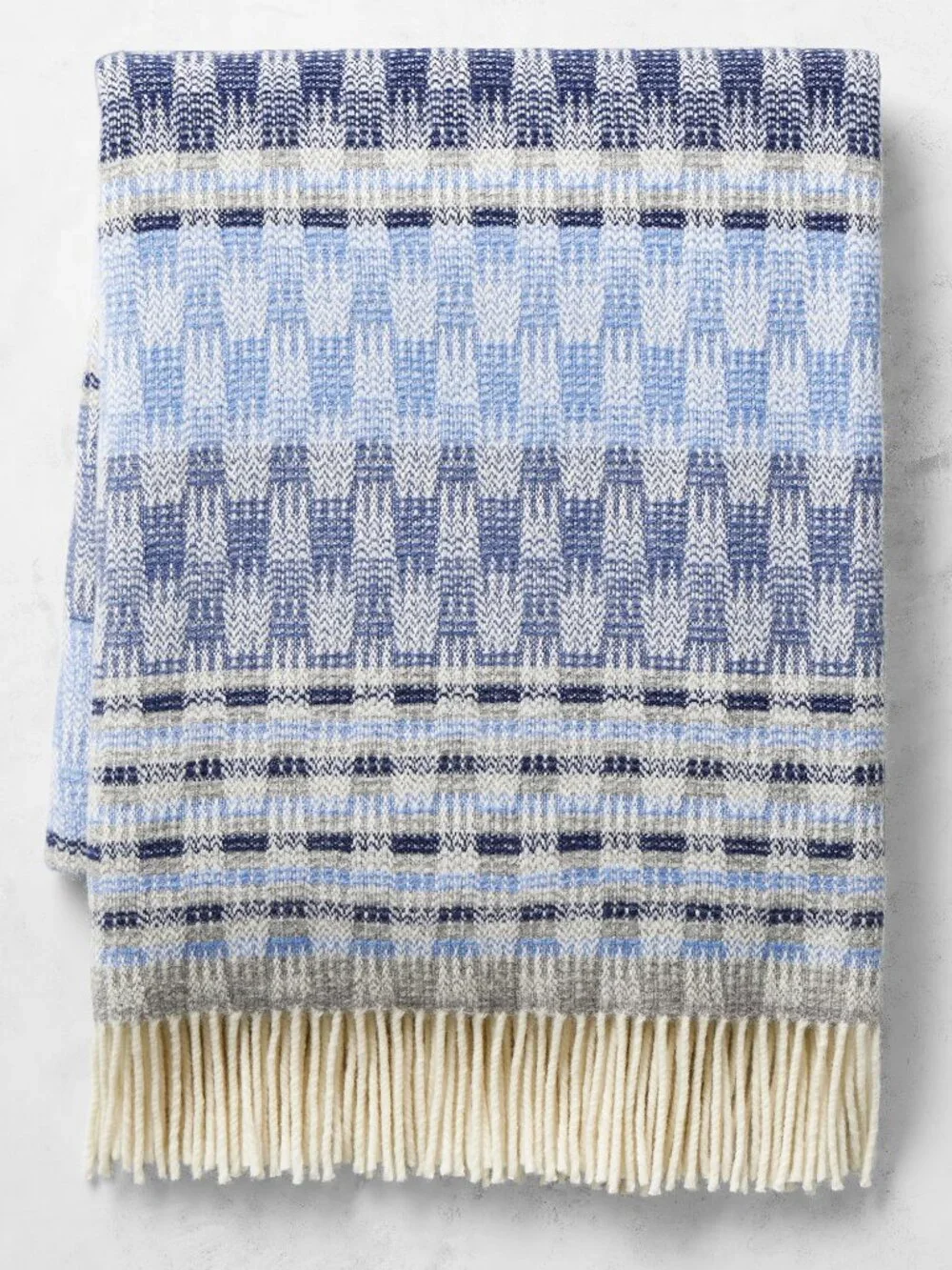 Williams Sonoma Home Checked Stripe Jacquard Wool Throw 51 x 68 Pink Purple NWT